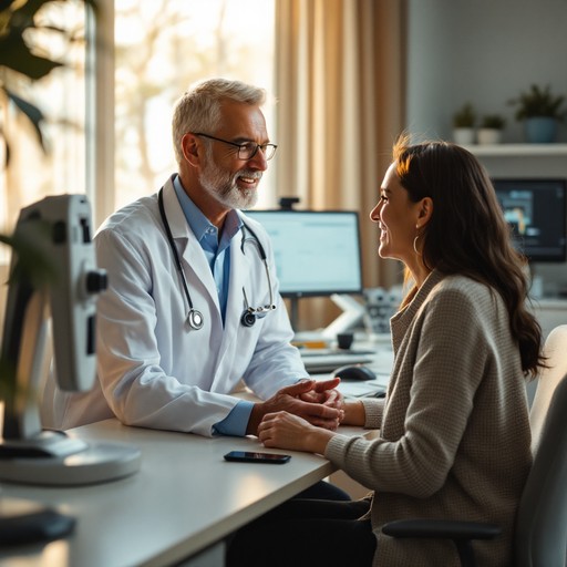 Médico em consulta humanizada